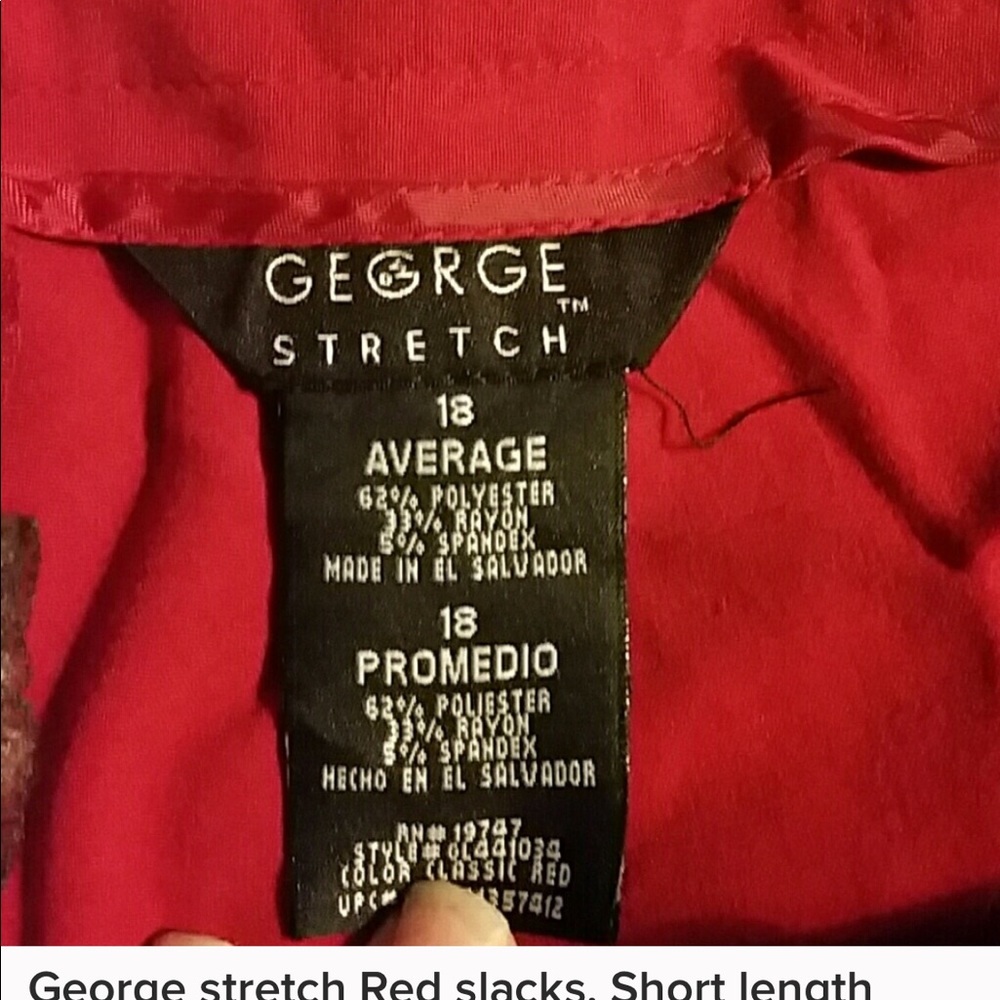 George stretch Red slacks. Short length - Picture 4 of 4